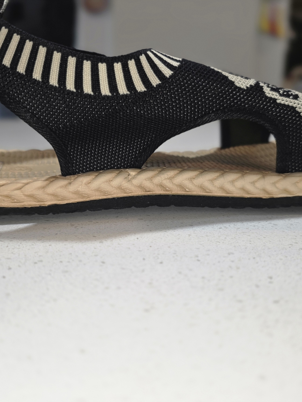 Beige & Black Butterfly Knit Slide Sandals - Picture 2 of 9